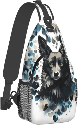 Puppy Surrounded by Love Sling Bag Crossbody Bag for Women Men Sling Backpack Chest Bag for Hiking Travel
