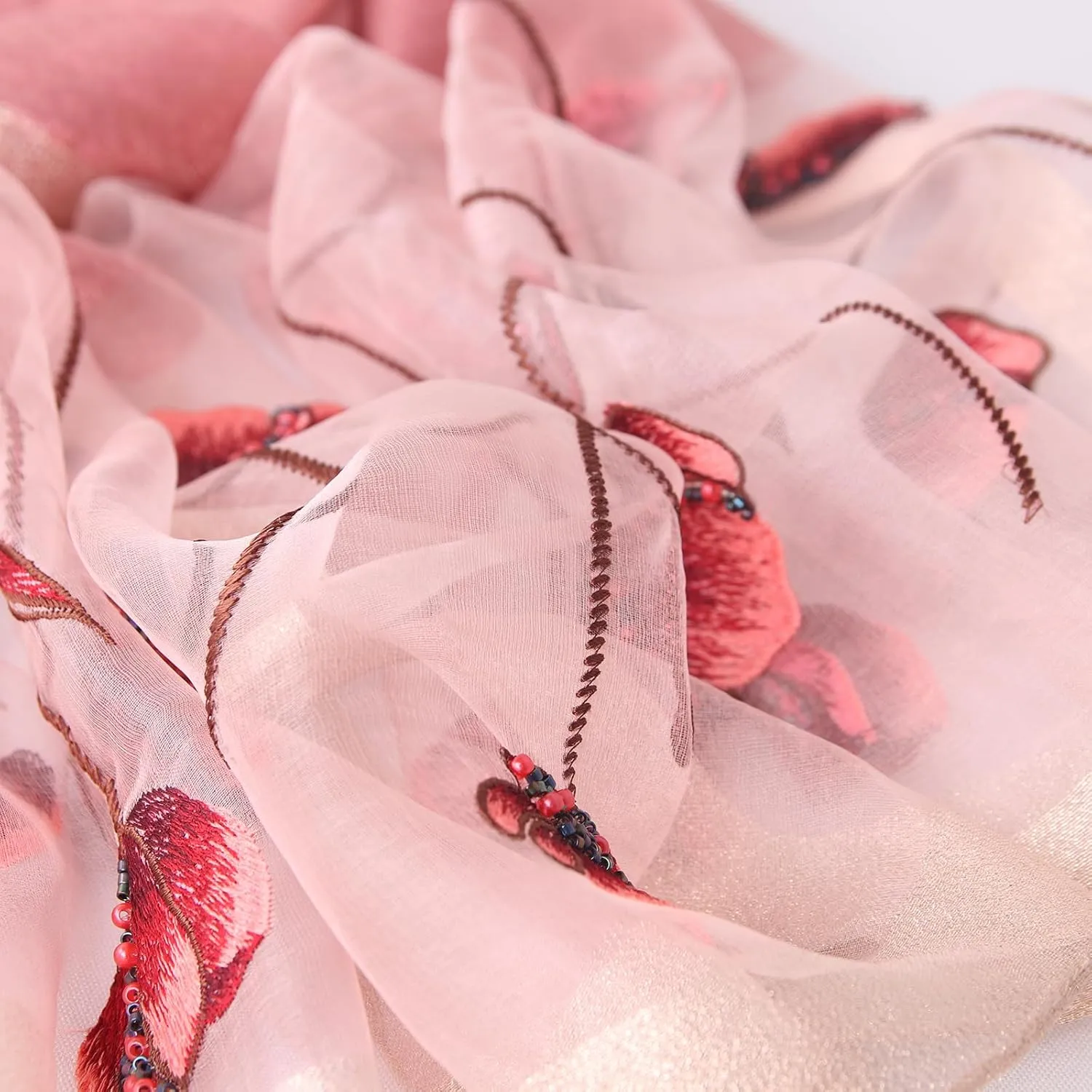 Purple Silk Scarf and Shawl - Elegant Embroidered scarves for Women Floral Pashmina shawls and wraps for weddings