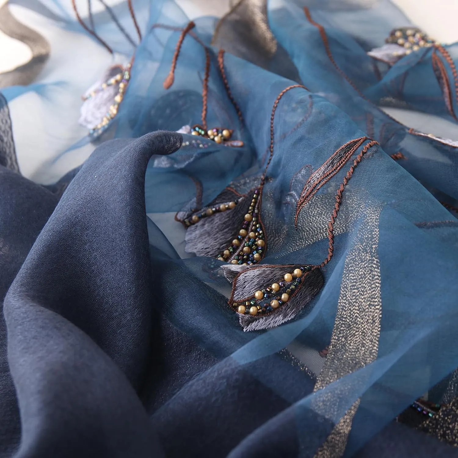 Purple Silk Scarf and Shawl - Elegant Embroidered scarves for Women Floral Pashmina shawls and wraps for weddings