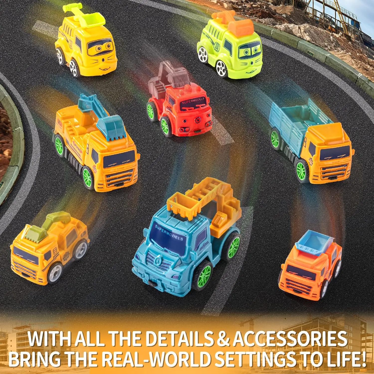 Push Pull Car 40pcs Baby Mini Pull Back Cars Set - Fun Toy Cars with Pull Back Action for Christmas, Halloween, Easter, Birthday Party, Suitable Child3-8  Gift