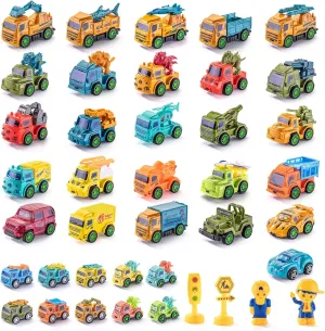 Push Pull Car 40pcs Baby Mini Pull Back Cars Set - Fun Toy Cars with Pull Back Action for Christmas, Halloween, Easter, Birthday Party, Suitable Child3-8  Gift