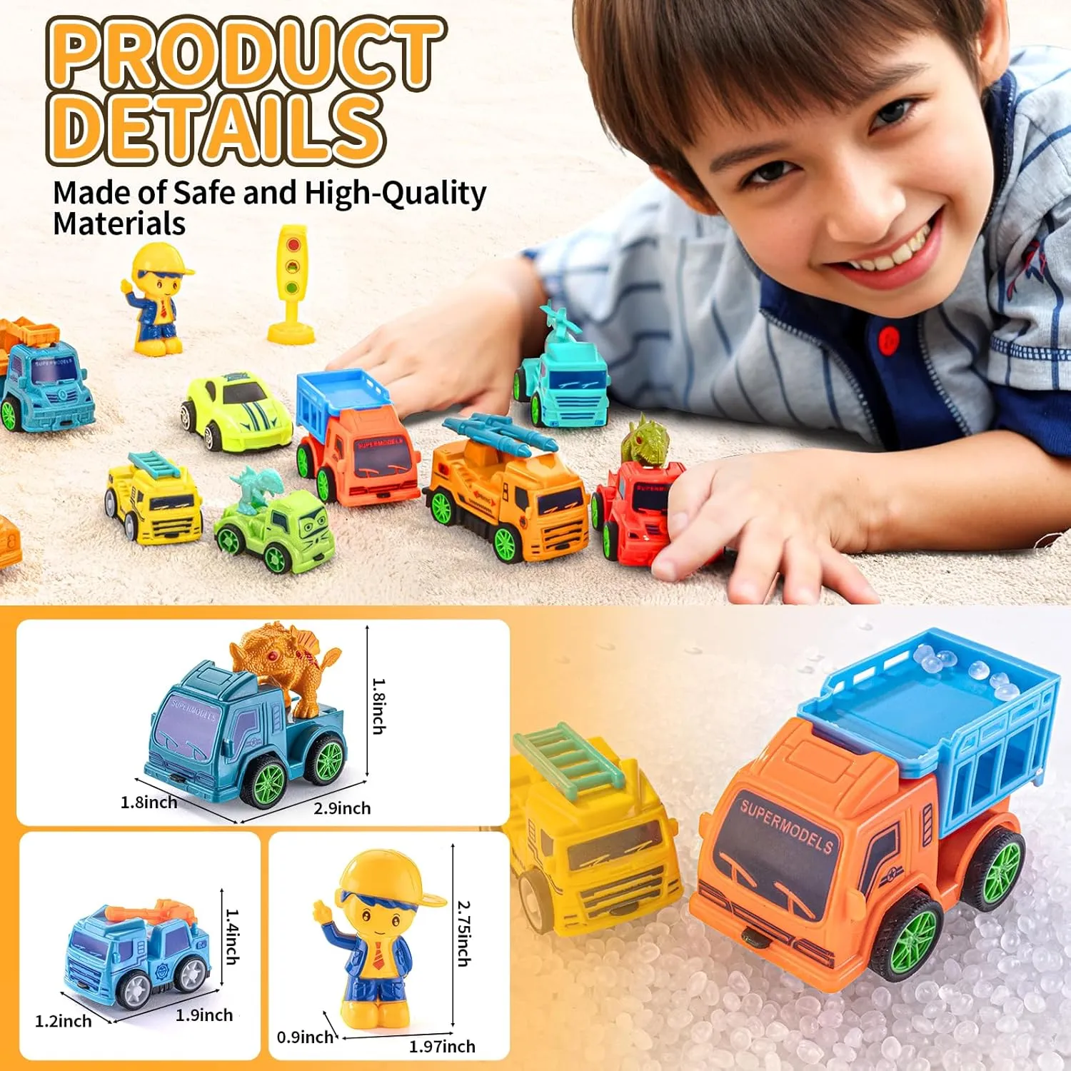 Push Pull Car 40pcs Baby Mini Pull Back Cars Set - Fun Toy Cars with Pull Back Action for Christmas, Halloween, Easter, Birthday Party, Suitable Child3-8  Gift