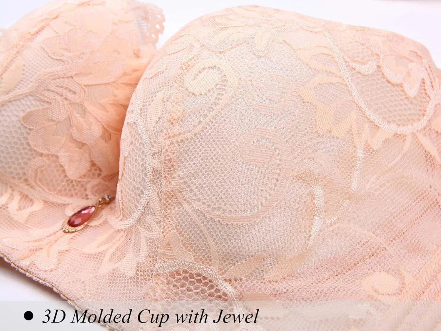 Push Up Bras for Women Plus Size Floral Lace Underwire Soft Cup Everyday Bra