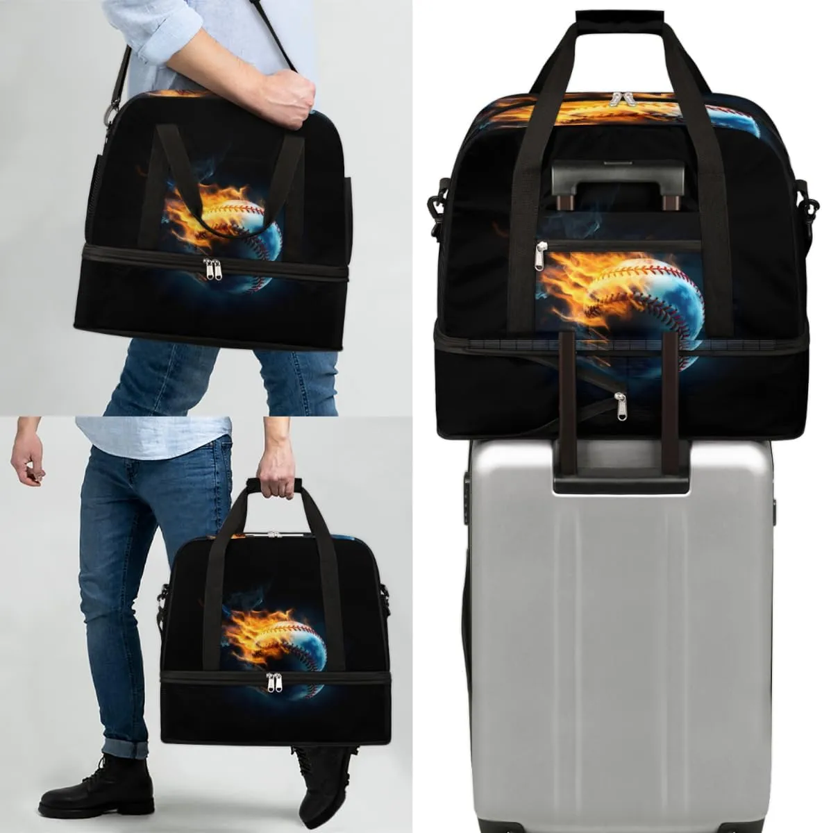 QsirBC Fox Amusing Decor Gym Bag for Women Duffle Tote with Shoes Compartment Men Weekender Duffel