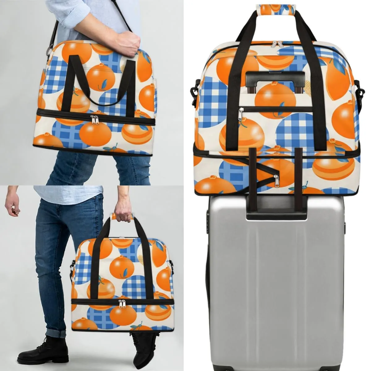 QsirBC Fox Amusing Decor Gym Bag for Women Duffle Tote with Shoes Compartment Men Weekender Duffel