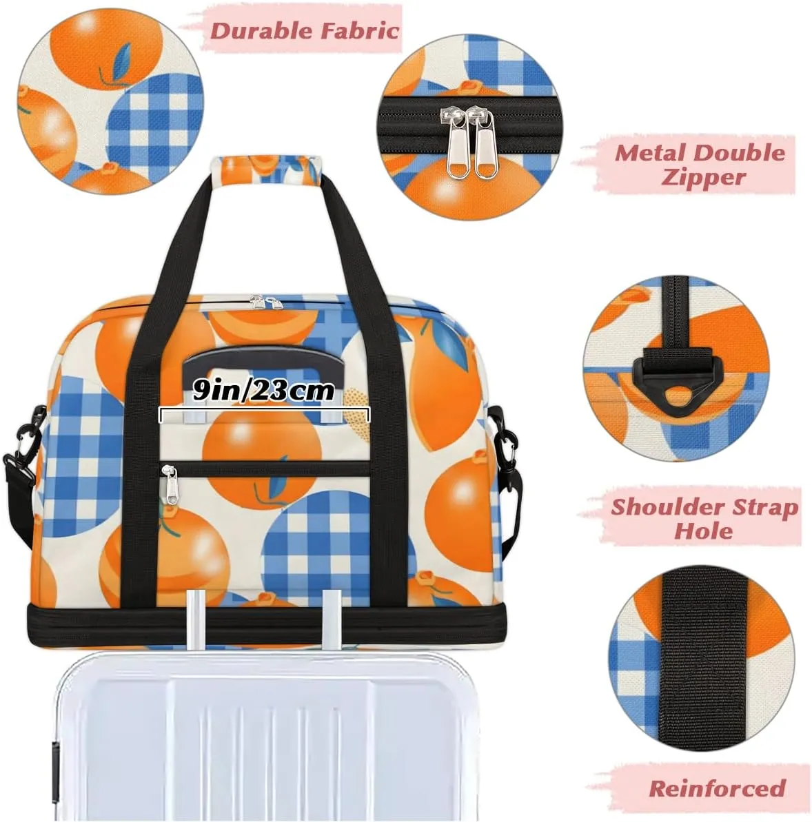 QsirBC Fox Amusing Decor Gym Bag for Women Duffle Tote with Shoes Compartment Men Weekender Duffel