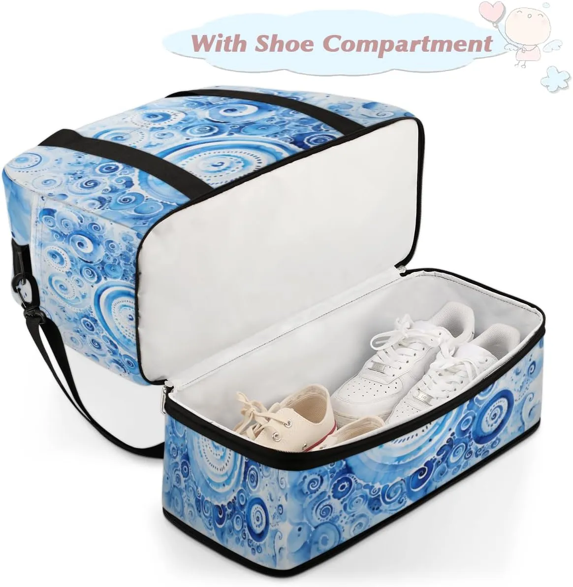 QsirBC Fox Amusing Decor Gym Bag for Women Duffle Tote with Shoes Compartment Men Weekender Duffel
