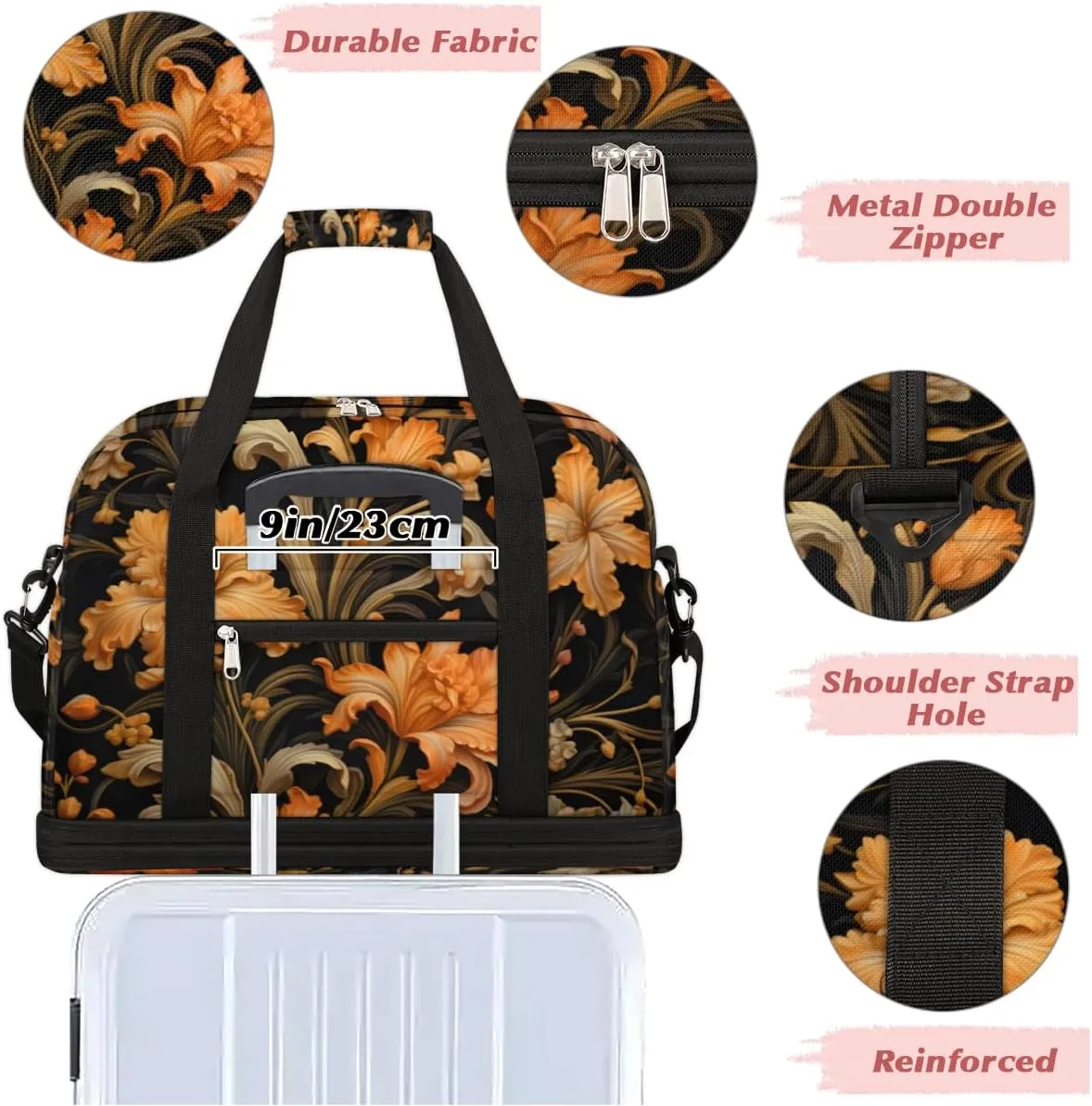 QsirBC Fox Amusing Decor Gym Bag for Women Duffle Tote with Shoes Compartment Men Weekender Duffel