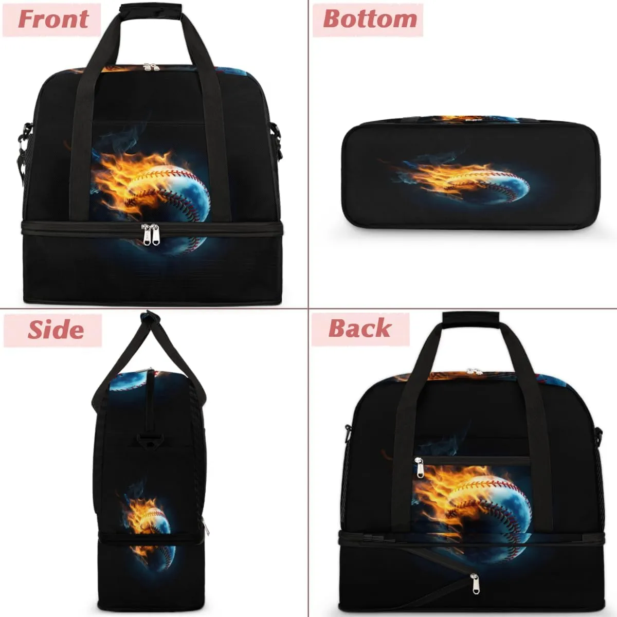 QsirBC Fox Amusing Decor Gym Bag for Women Duffle Tote with Shoes Compartment Men Weekender Duffel