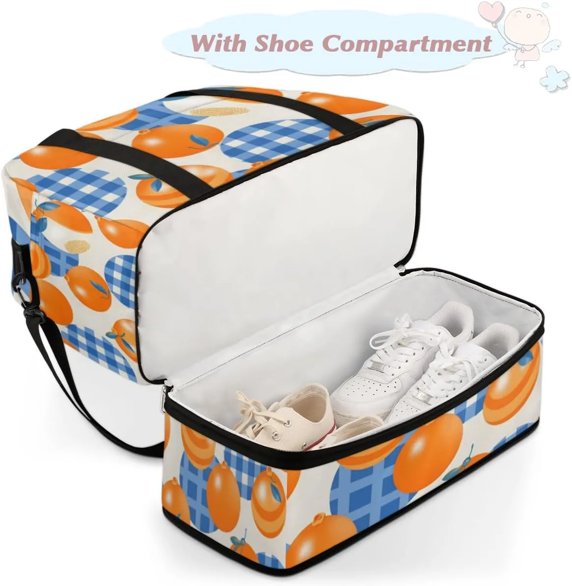 QsirBC Fox Amusing Decor Gym Bag for Women Duffle Tote with Shoes Compartment Men Weekender Duffel