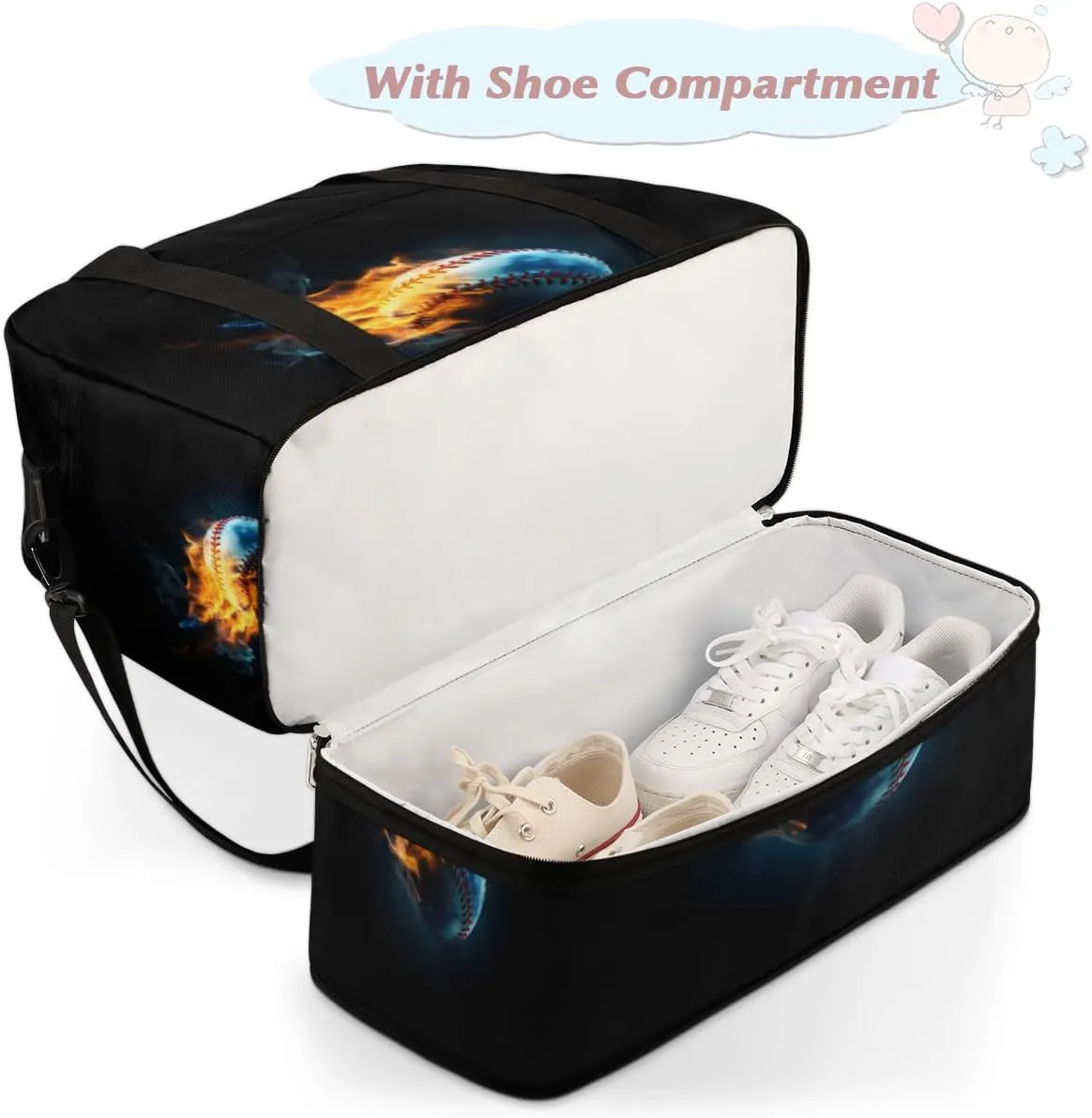 QsirBC Fox Amusing Decor Gym Bag for Women Duffle Tote with Shoes Compartment Men Weekender Duffel