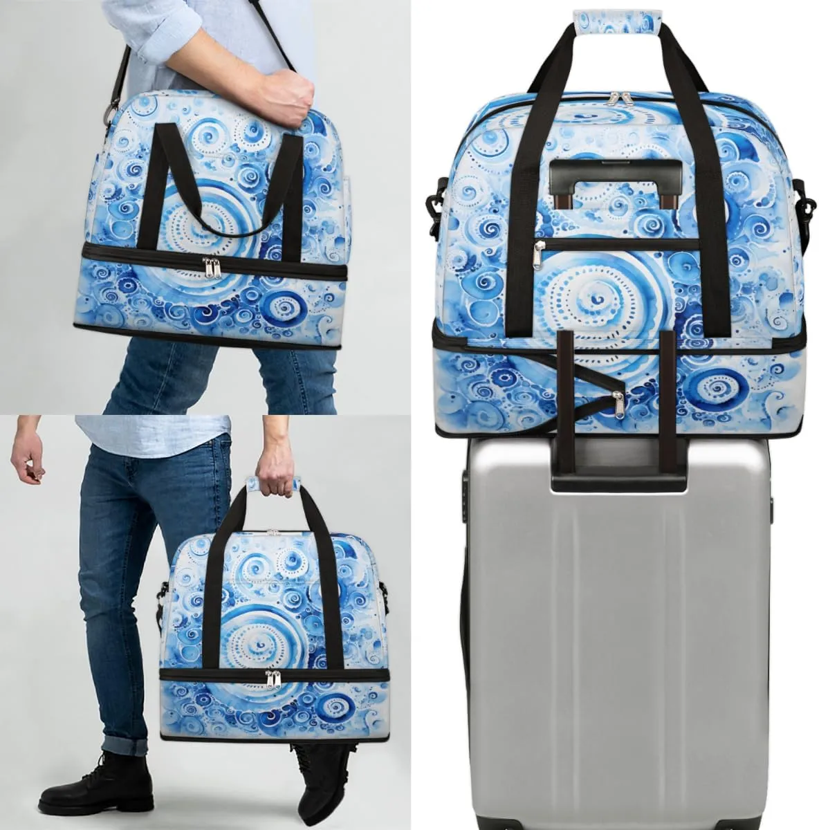 QsirBC Fox Amusing Decor Gym Bag for Women Duffle Tote with Shoes Compartment Men Weekender Duffel