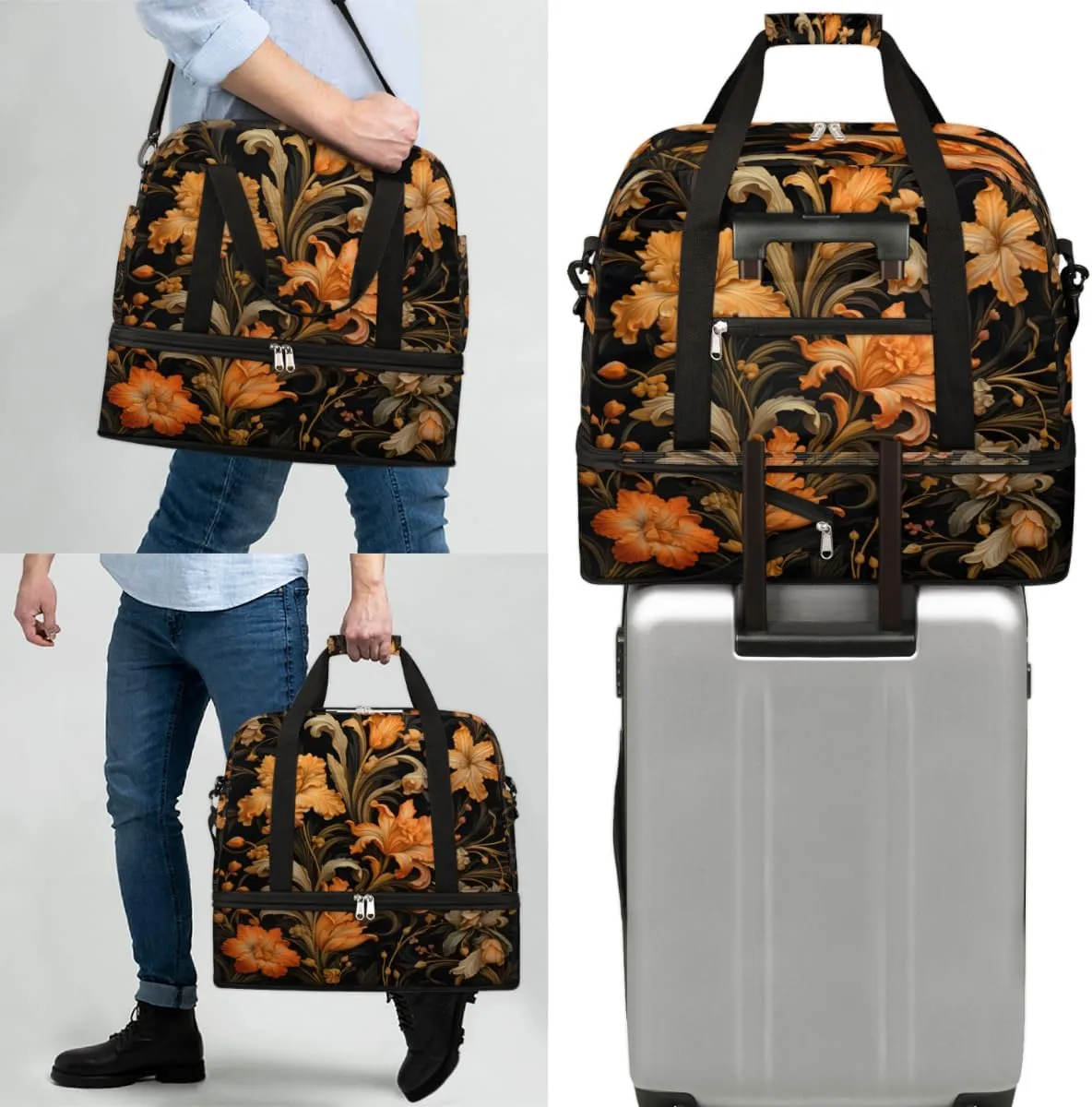 QsirBC Fox Amusing Decor Gym Bag for Women Duffle Tote with Shoes Compartment Men Weekender Duffel