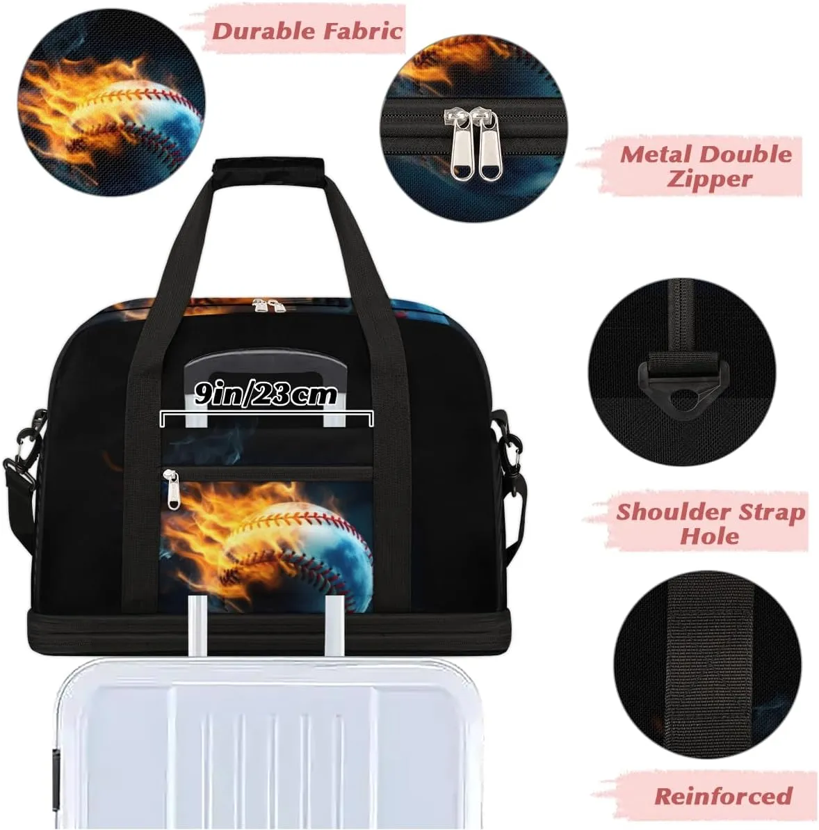 QsirBC Fox Amusing Decor Gym Bag for Women Duffle Tote with Shoes Compartment Men Weekender Duffel