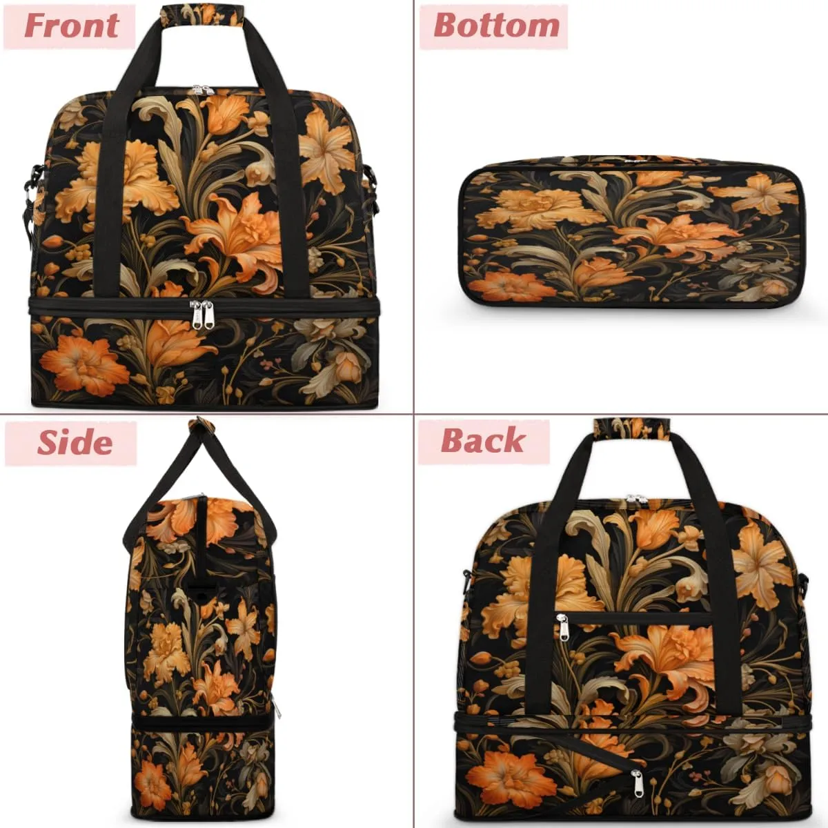 QsirBC Fox Amusing Decor Gym Bag for Women Duffle Tote with Shoes Compartment Men Weekender Duffel