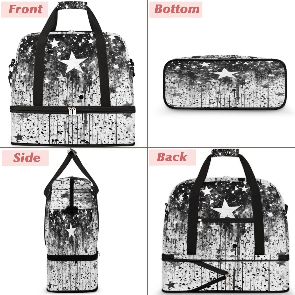 QsirBC Fun Skull Theme Gym Bag for Women Duffle Tote with Shoes Compartment Men Weekender Duffel