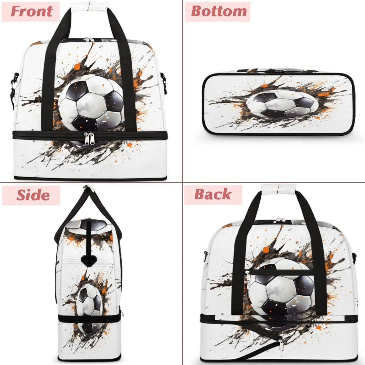 QsirBC Fun Skull Theme Gym Bag for Women Duffle Tote with Shoes Compartment Men Weekender Duffel