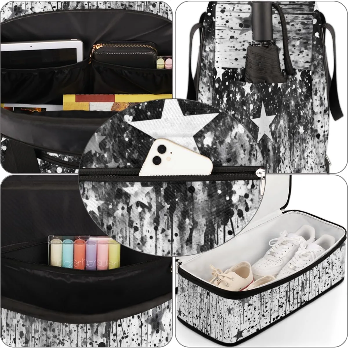 QsirBC Fun Skull Theme Gym Bag for Women Duffle Tote with Shoes Compartment Men Weekender Duffel