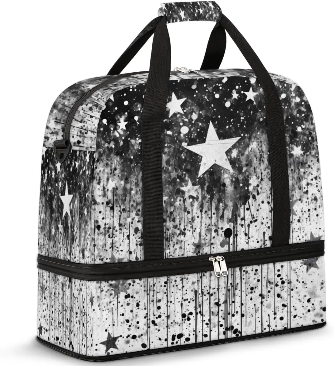 QsirBC Fun Skull Theme Gym Bag for Women Duffle Tote with Shoes Compartment Men Weekender Duffel
