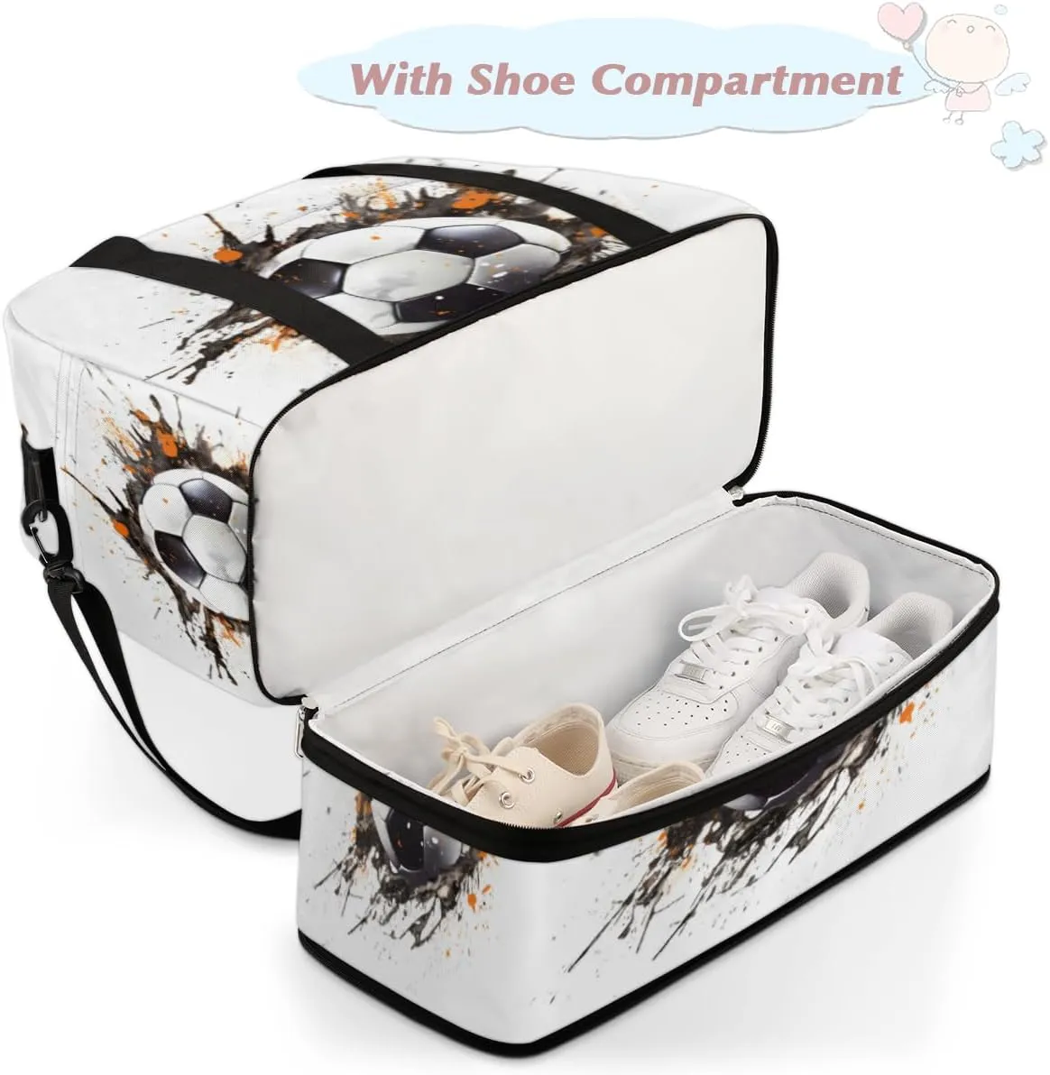 QsirBC Fun Skull Theme Gym Bag for Women Duffle Tote with Shoes Compartment Men Weekender Duffel