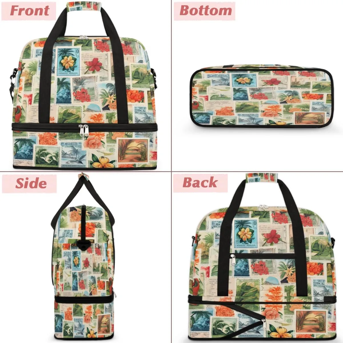 QsirBC Fun Skull Theme Gym Bag for Women Duffle Tote with Shoes Compartment Men Weekender Duffel