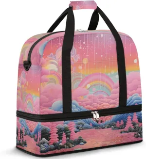 QsirBC Fun Skull Theme Gym Bag for Women Duffle Tote with Shoes Compartment Men Weekender Duffel