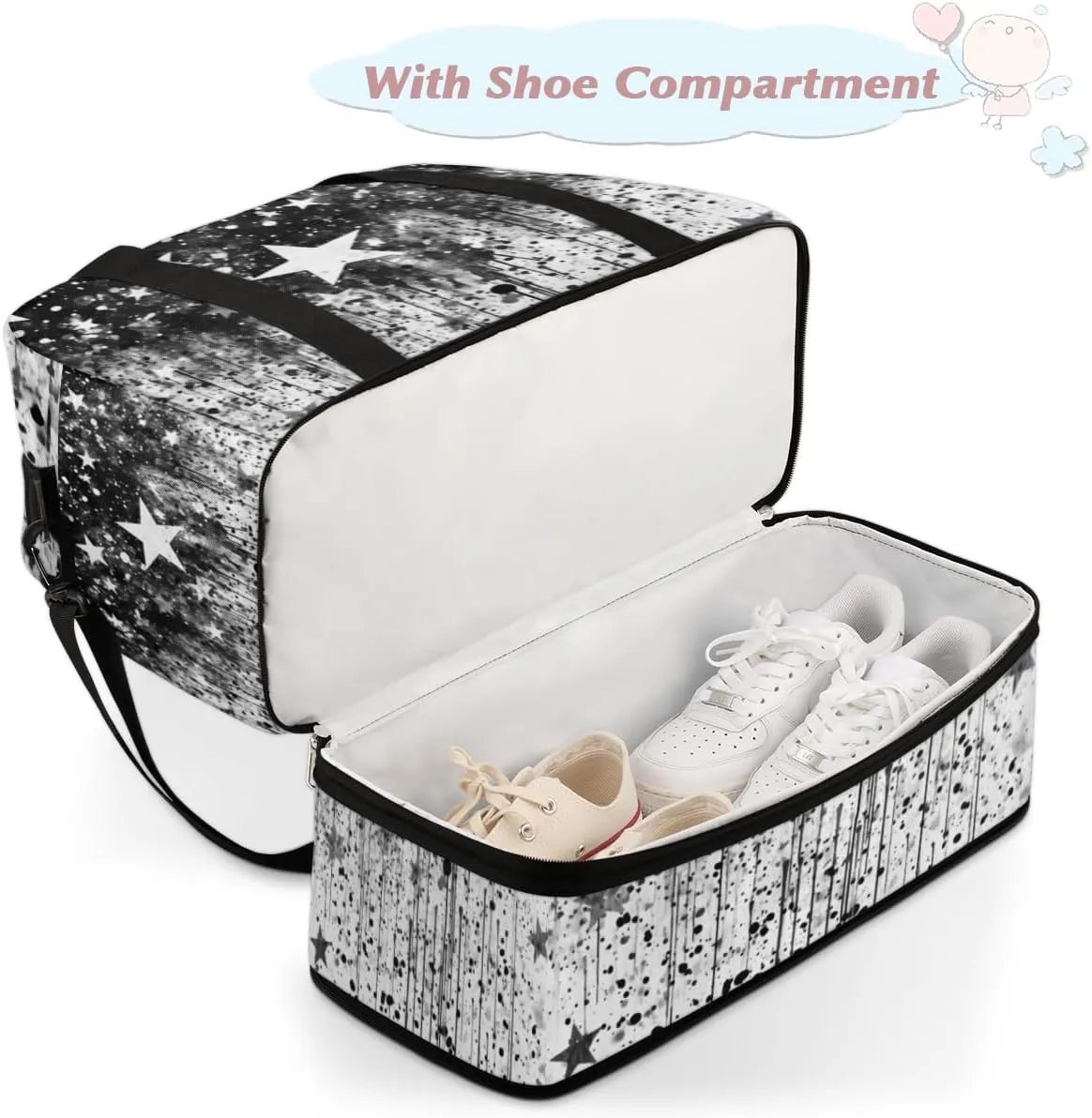 QsirBC Fun Skull Theme Gym Bag for Women Duffle Tote with Shoes Compartment Men Weekender Duffel