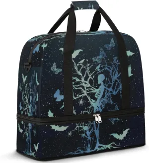 QsirBC Fun Skull Theme Gym Bag for Women Duffle Tote with Shoes Compartment Men Weekender Duffel