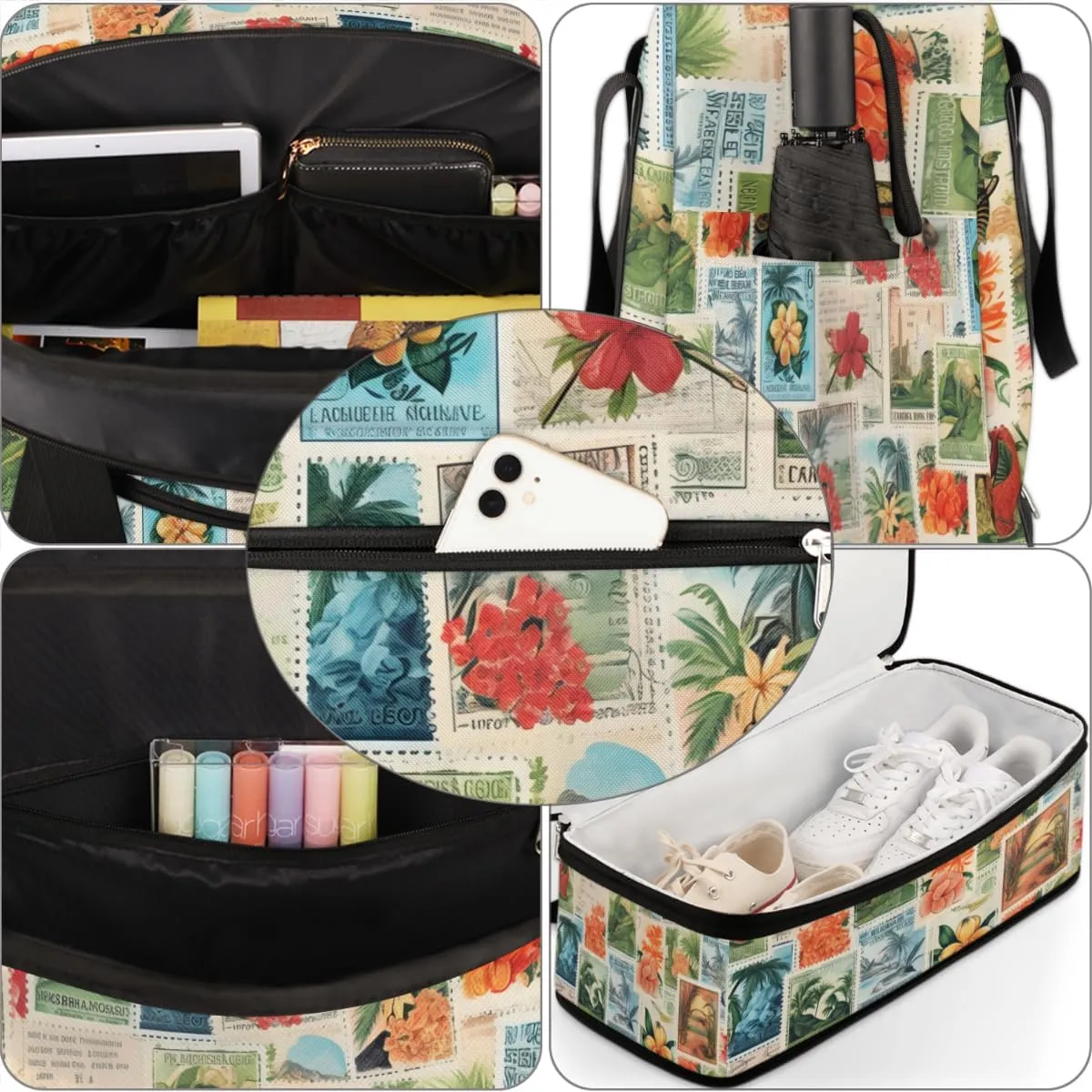 QsirBC Fun Skull Theme Gym Bag for Women Duffle Tote with Shoes Compartment Men Weekender Duffel