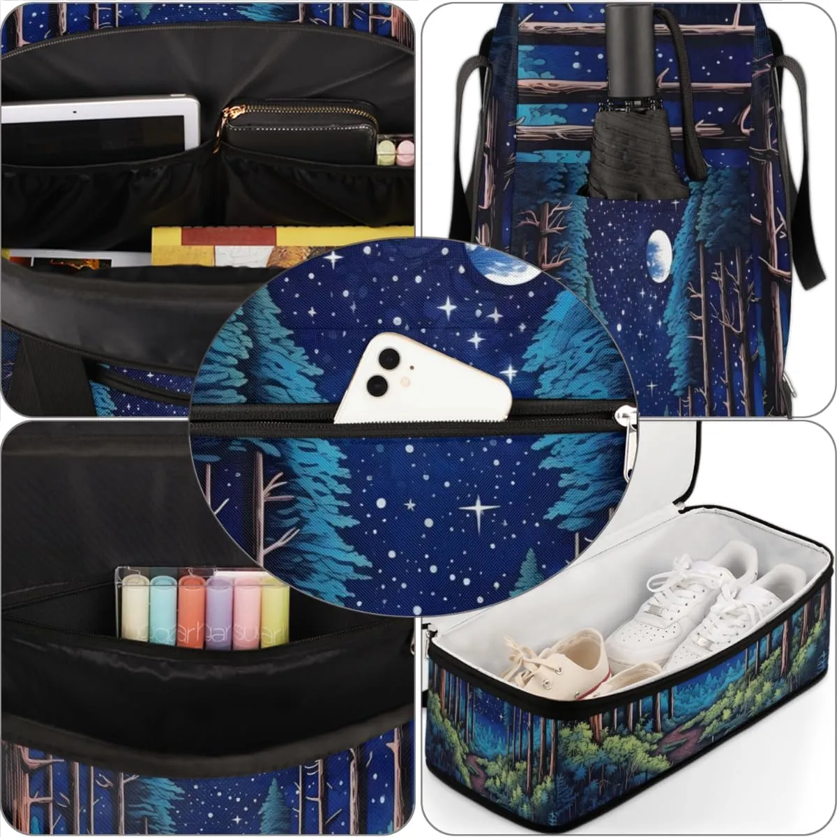 QsirBC Grid Pattern Decor Gym Bag for Women Duffle Tote with Shoes Compartment Men Weekender Duffel