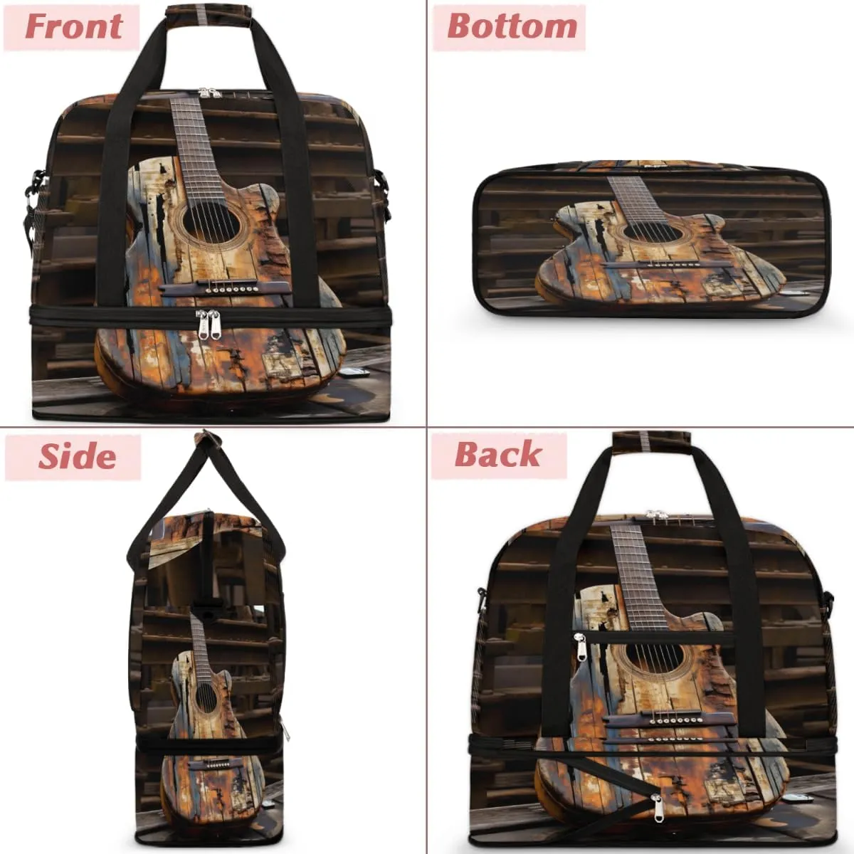 QsirBC Grid Pattern Decor Gym Bag for Women Duffle Tote with Shoes Compartment Men Weekender Duffel