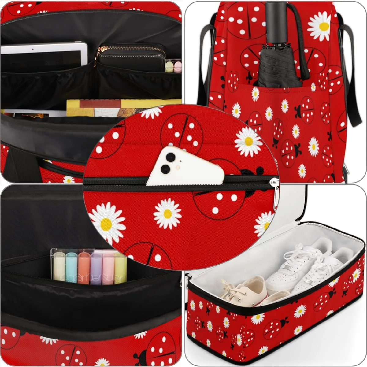 QsirBC Grid Pattern Decor Gym Bag for Women Duffle Tote with Shoes Compartment Men Weekender Duffel
