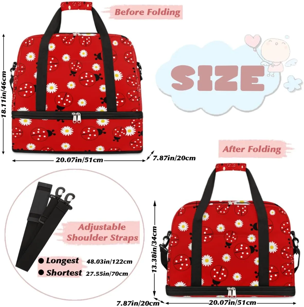 QsirBC Grid Pattern Decor Gym Bag for Women Duffle Tote with Shoes Compartment Men Weekender Duffel