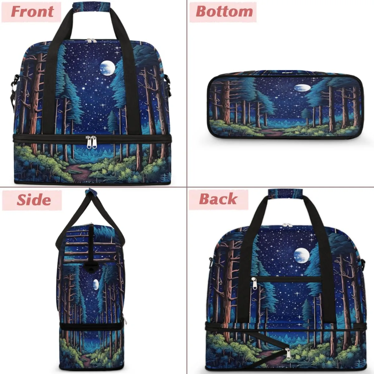 QsirBC Grid Pattern Decor Gym Bag for Women Duffle Tote with Shoes Compartment Men Weekender Duffel