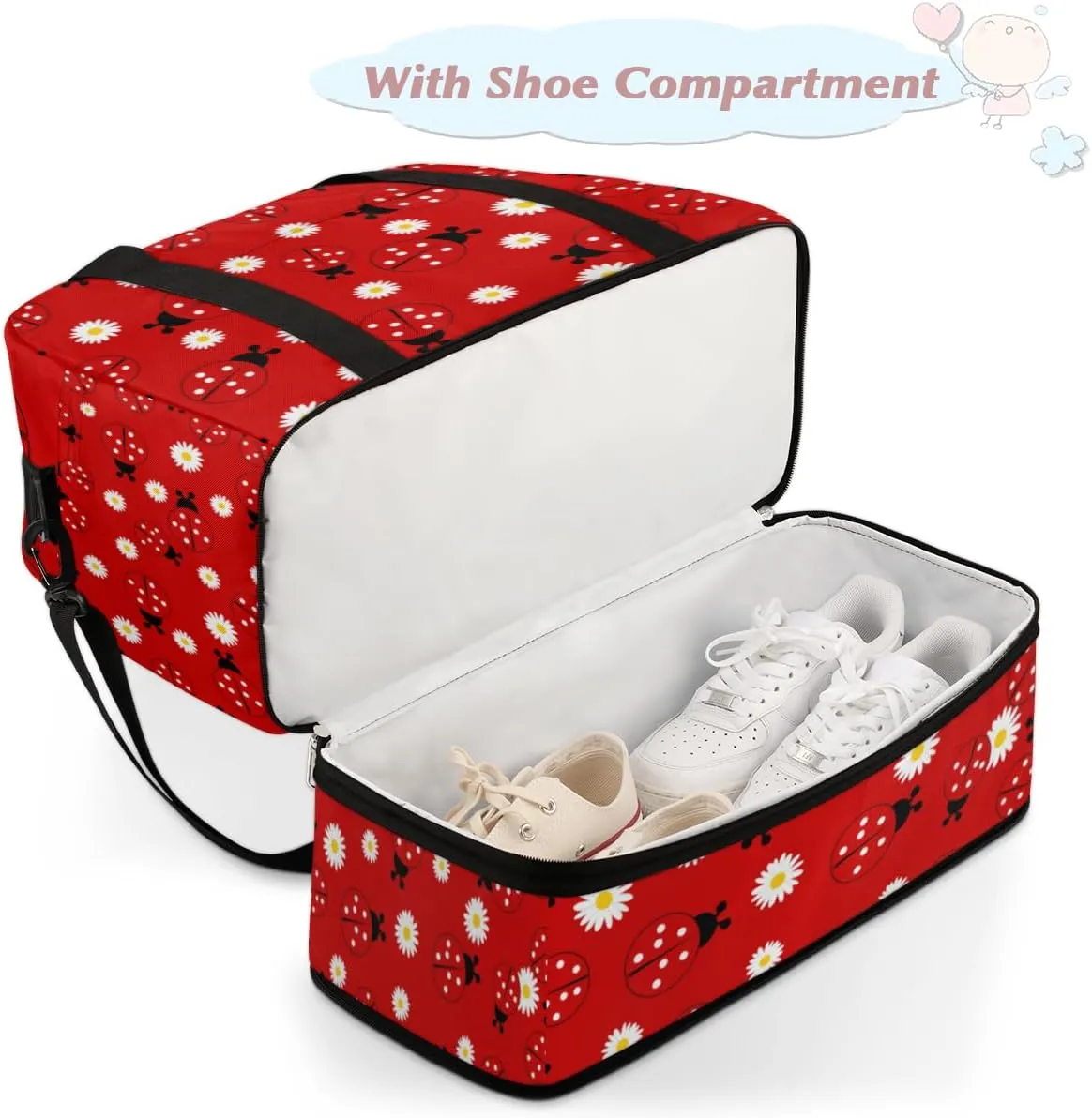 QsirBC Grid Pattern Decor Gym Bag for Women Duffle Tote with Shoes Compartment Men Weekender Duffel