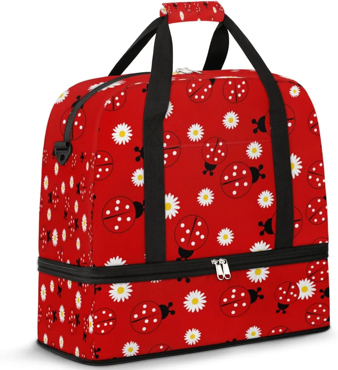 QsirBC Grid Pattern Decor Gym Bag for Women Duffle Tote with Shoes Compartment Men Weekender Duffel