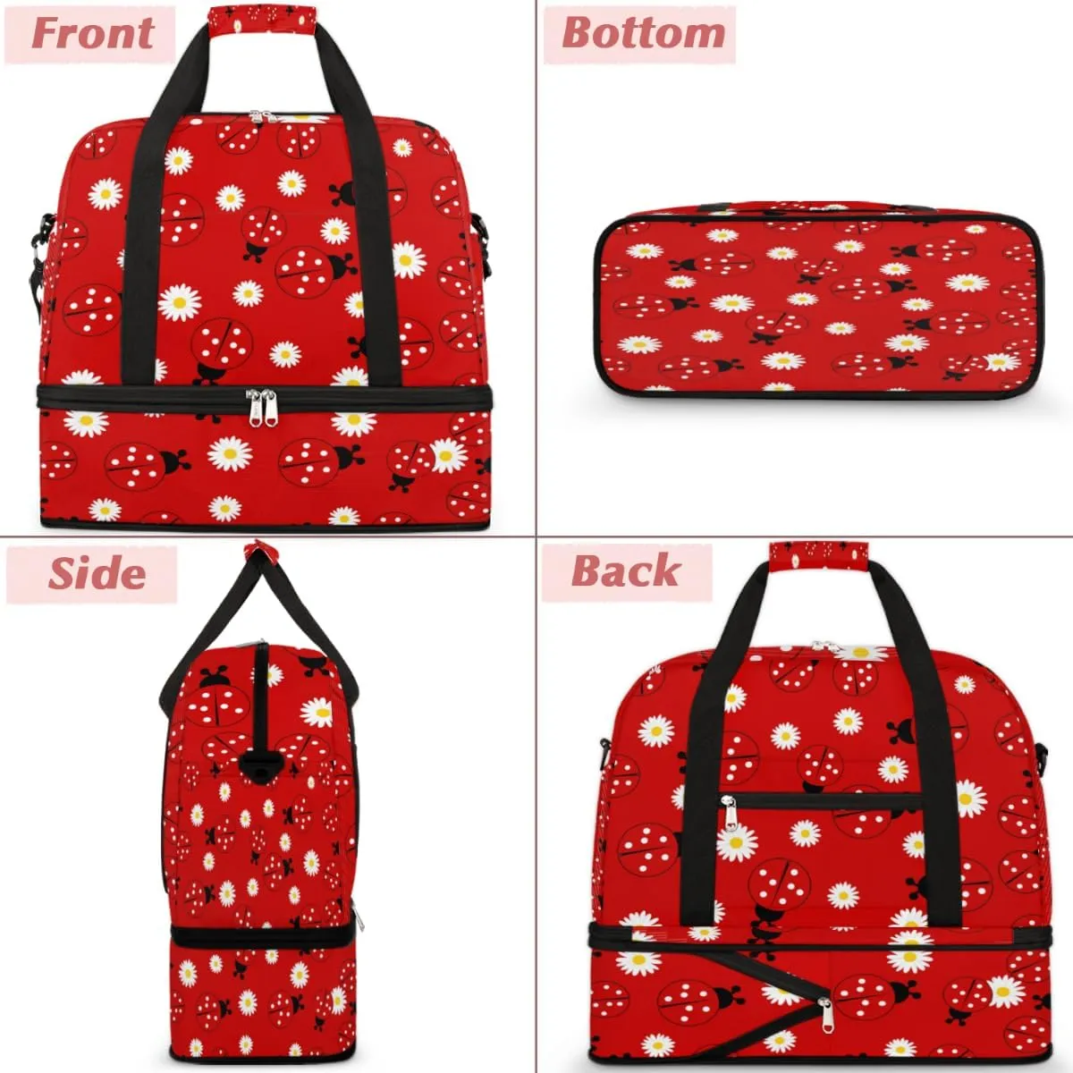 QsirBC Grid Pattern Decor Gym Bag for Women Duffle Tote with Shoes Compartment Men Weekender Duffel