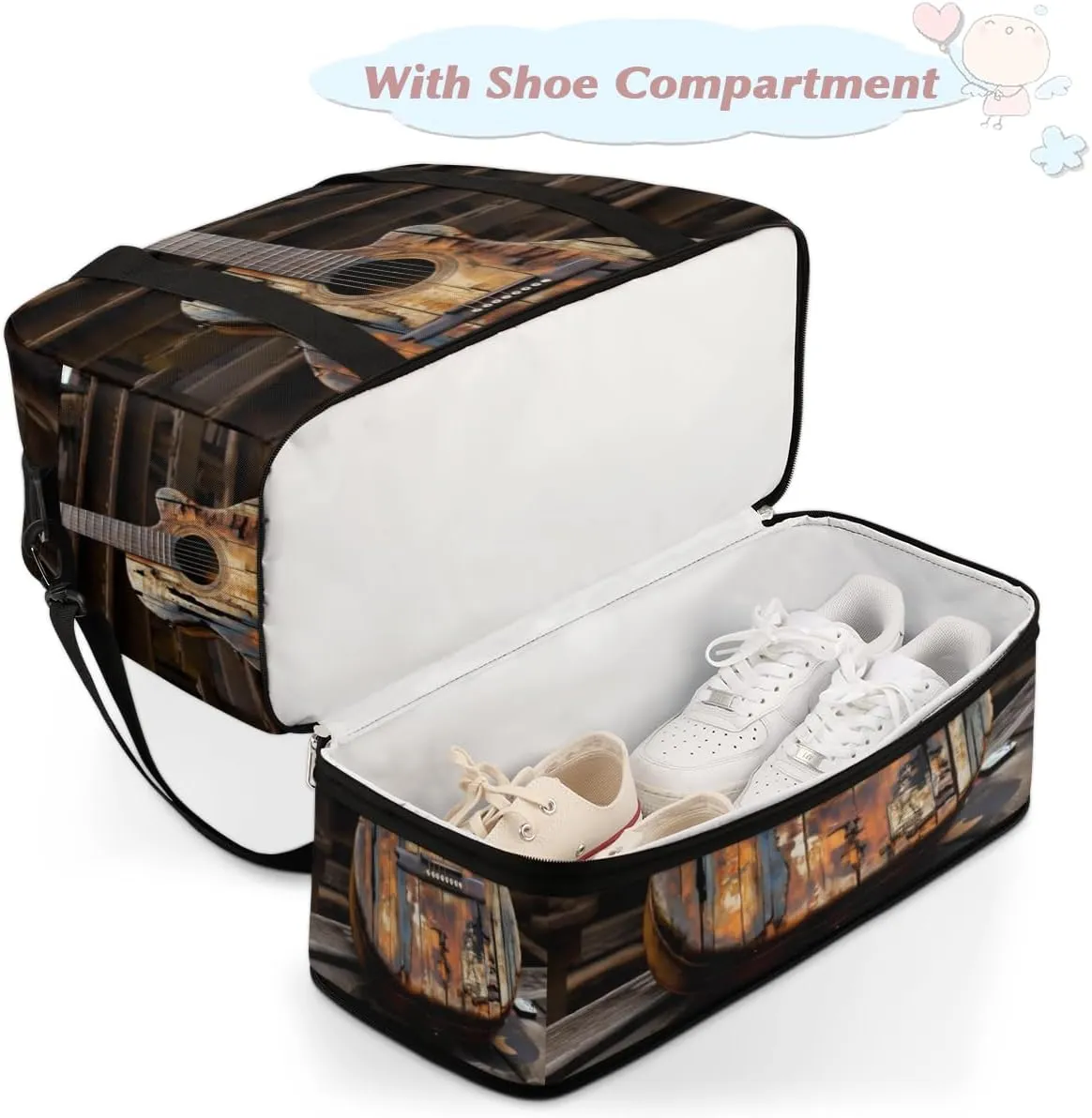QsirBC Grid Pattern Decor Gym Bag for Women Duffle Tote with Shoes Compartment Men Weekender Duffel