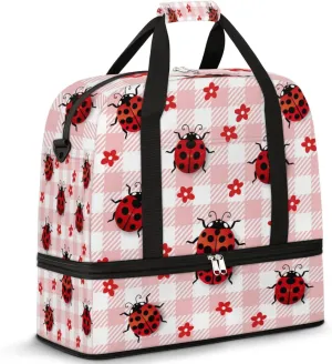 QsirBC Grid Pattern Decor Gym Bag for Women Duffle Tote with Shoes Compartment Men Weekender Duffel