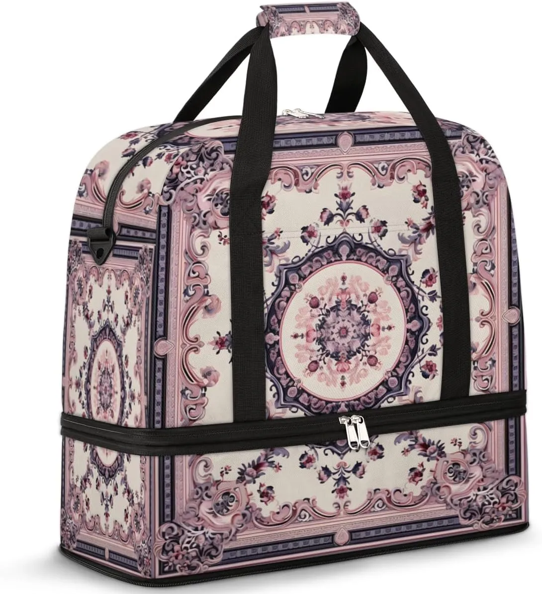 QsirBC Interesting Africa Style Gym Bag for Women Duffle Tote with Shoes Compartment Men Weekender Duffel for Dance Travel Sports Swimming Overnight