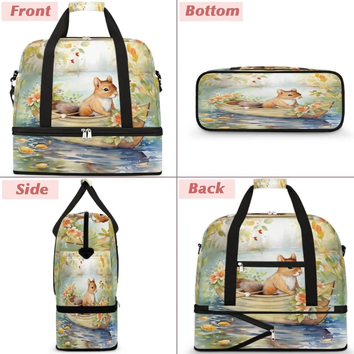 QsirBC Modern Eiffel Tower Design Gym Bag for Women Duffle Tote with Shoes Compartment Men Weekender Duffel