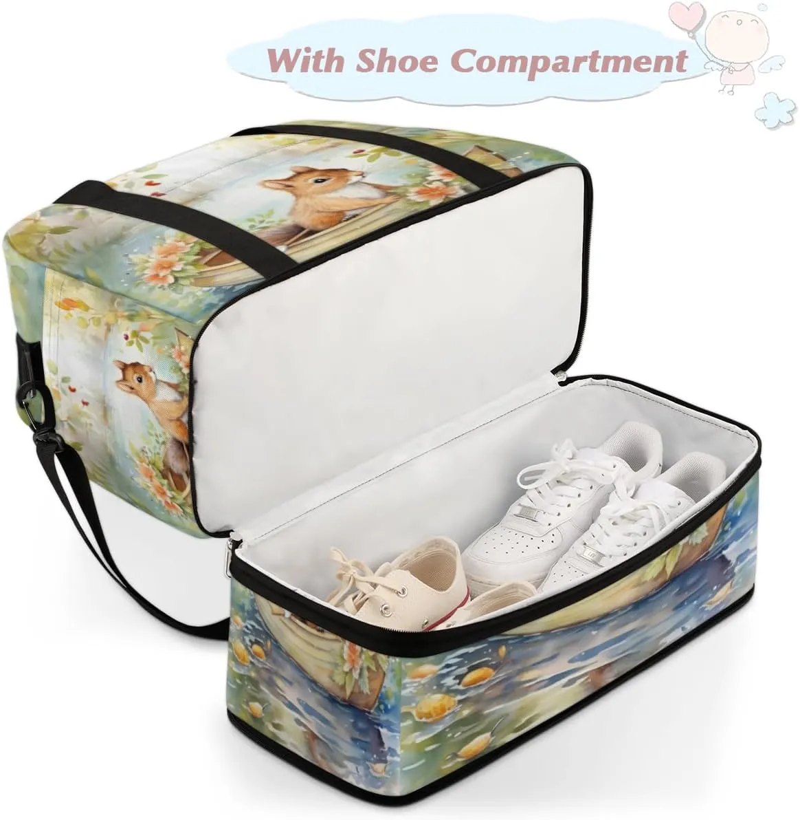 QsirBC Modern Eiffel Tower Design Gym Bag for Women Duffle Tote with Shoes Compartment Men Weekender Duffel