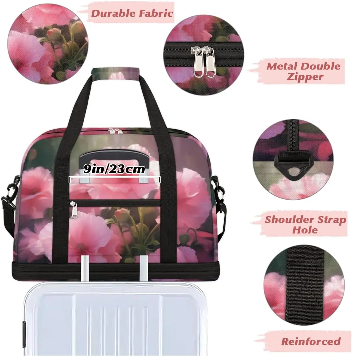 QsirBC Pumpkin Funny Gym Bag for Women Duffle Tote with Shoes Compartment Men Weekender Duffel