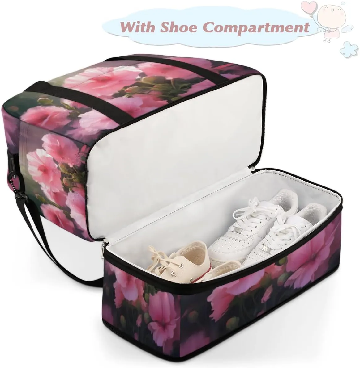 QsirBC Pumpkin Funny Gym Bag for Women Duffle Tote with Shoes Compartment Men Weekender Duffel
