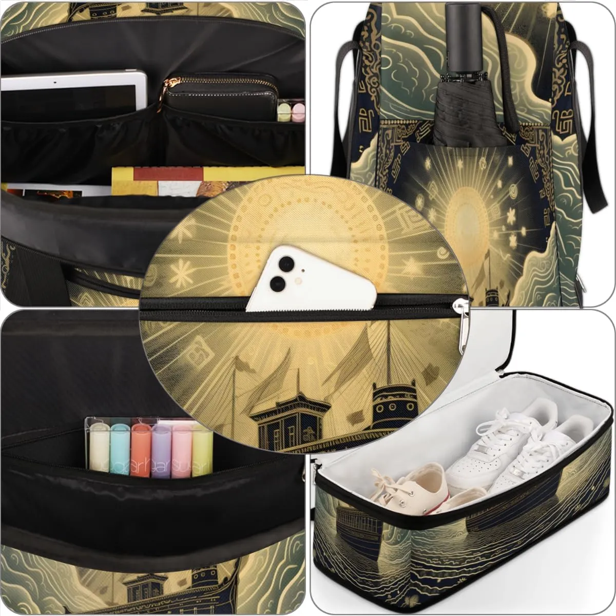 QsirBC Pumpkin Funny Gym Bag for Women Duffle Tote with Shoes Compartment Men Weekender Duffel