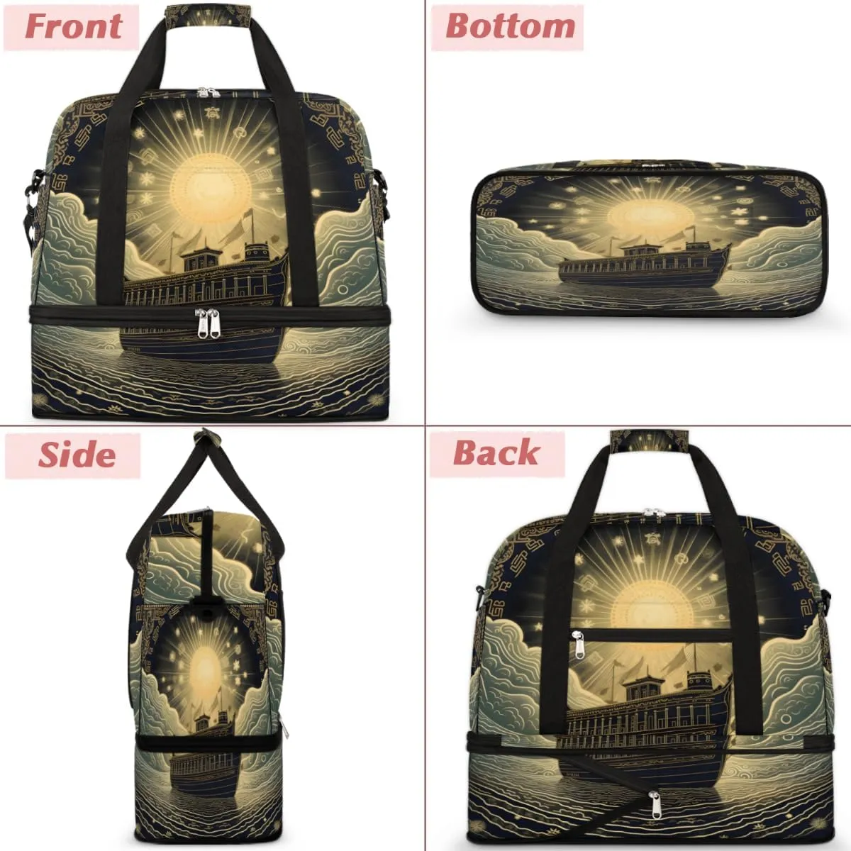 QsirBC Pumpkin Funny Gym Bag for Women Duffle Tote with Shoes Compartment Men Weekender Duffel