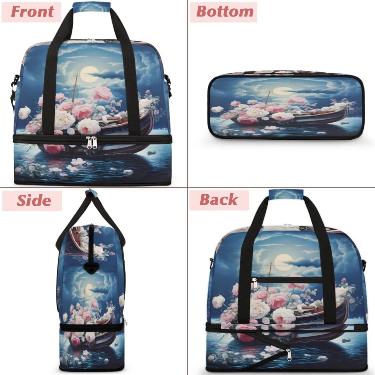 QsirBC Pumpkin Funny Gym Bag for Women Duffle Tote with Shoes Compartment Men Weekender Duffel