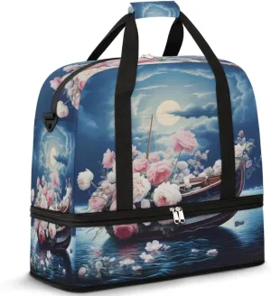 QsirBC Pumpkin Funny Gym Bag for Women Duffle Tote with Shoes Compartment Men Weekender Duffel