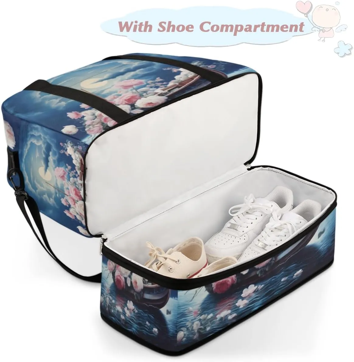 QsirBC Pumpkin Funny Gym Bag for Women Duffle Tote with Shoes Compartment Men Weekender Duffel