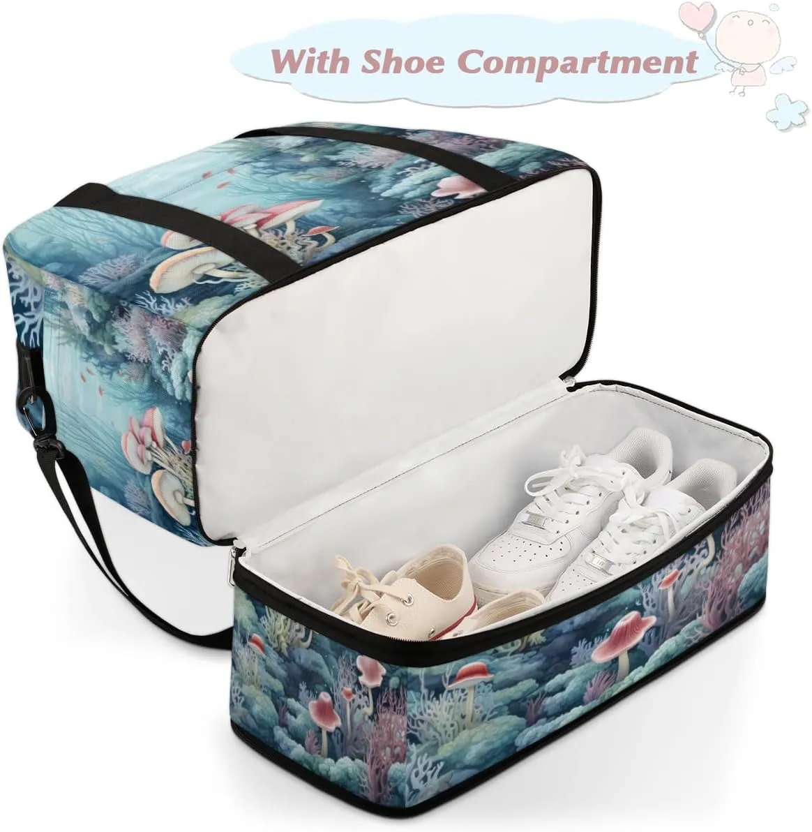 QsirBC Pumpkin Funny Gym Bag for Women Duffle Tote with Shoes Compartment Men Weekender Duffel